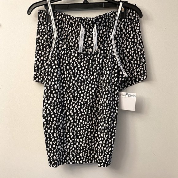 Calvin Klein Women's 2-Piece Print Pajama Set - Black White Print - Size M - Picture 1 of 3